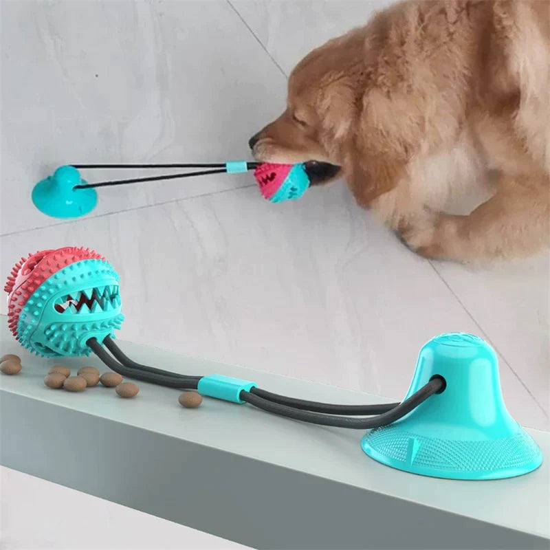 Dog Chew Toys for Aggressive Chewers,Dog Rope Ball Toys with Suction Cup  for Small Large Dogs, Puppy Dog Teeth Cleaning Interactive Pet Tug Toy for  Boredom,Blue&Red 
